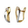 Pendientes de cierre bicolor circonita entrelazados para mujer, oro 18k