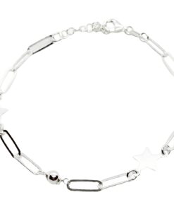 Pulsera plata estrellas y bolas