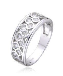 Anillo plata rodiada con circonitas