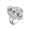 Anillo plata lanzadera piedras verdes
