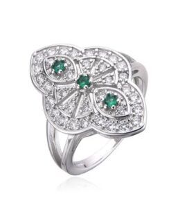 Anillo plata lanzadera piedras verdes