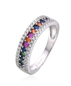 Anillo plata con piedras de colores