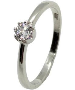 Anillo solitario plata rodiada