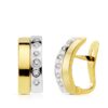 Pendientes de cierre bandas bicolor circonitas para mujer, oro 18k