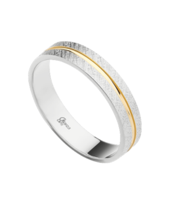 Alianza plata bicolor diamantada