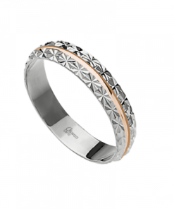 Alianza plata bicolor facetada