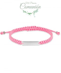 Pulsera Comunión plata y macramé