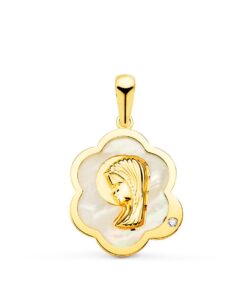 Medalla Virgen oro y nácar