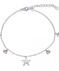 Tobillera estrella y piedras rosas