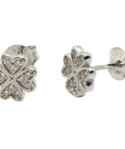 Pendientes plata trébol con corazones