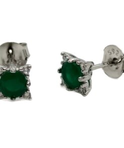 Pendientes plata piedra verde