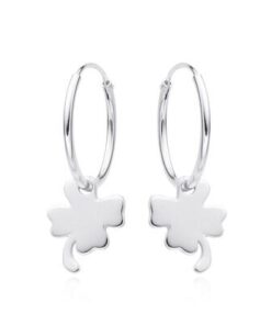 Pendientes aro plata con trébol