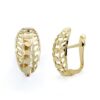 Pendientes de cierre labrados sin piedra para mujer, oro 18k