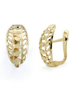 Pendientes de cierre labrados sin piedra para mujer, oro 18k