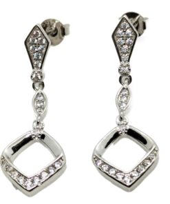 Pendientes plata largos circonita