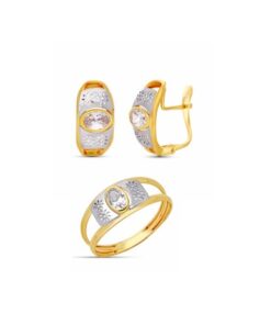 Conjunto oro bicolor con aguamarina