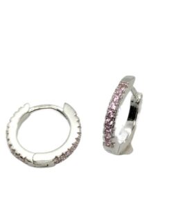 Pendientes aro piedras rosas