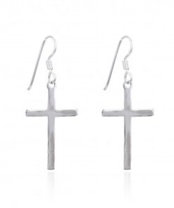 Pendientes plata largos con cruz