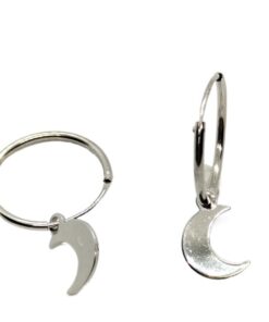 Pendientes aro plata con luna