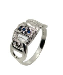 Anillo plata rodiada con piedras