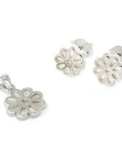 Conjunto plata rodiada margaritas