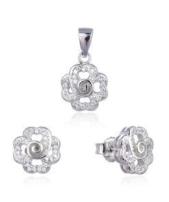 Conjunto plata mujer con circonitas