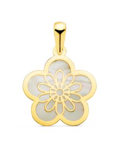 Colgante oro flor con nácar