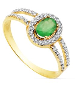 Anillo oro bicolor con esmeralda