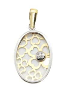 Colgante bicolor con corazones, oro 18k