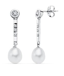 Pendientes oro blanco con perla