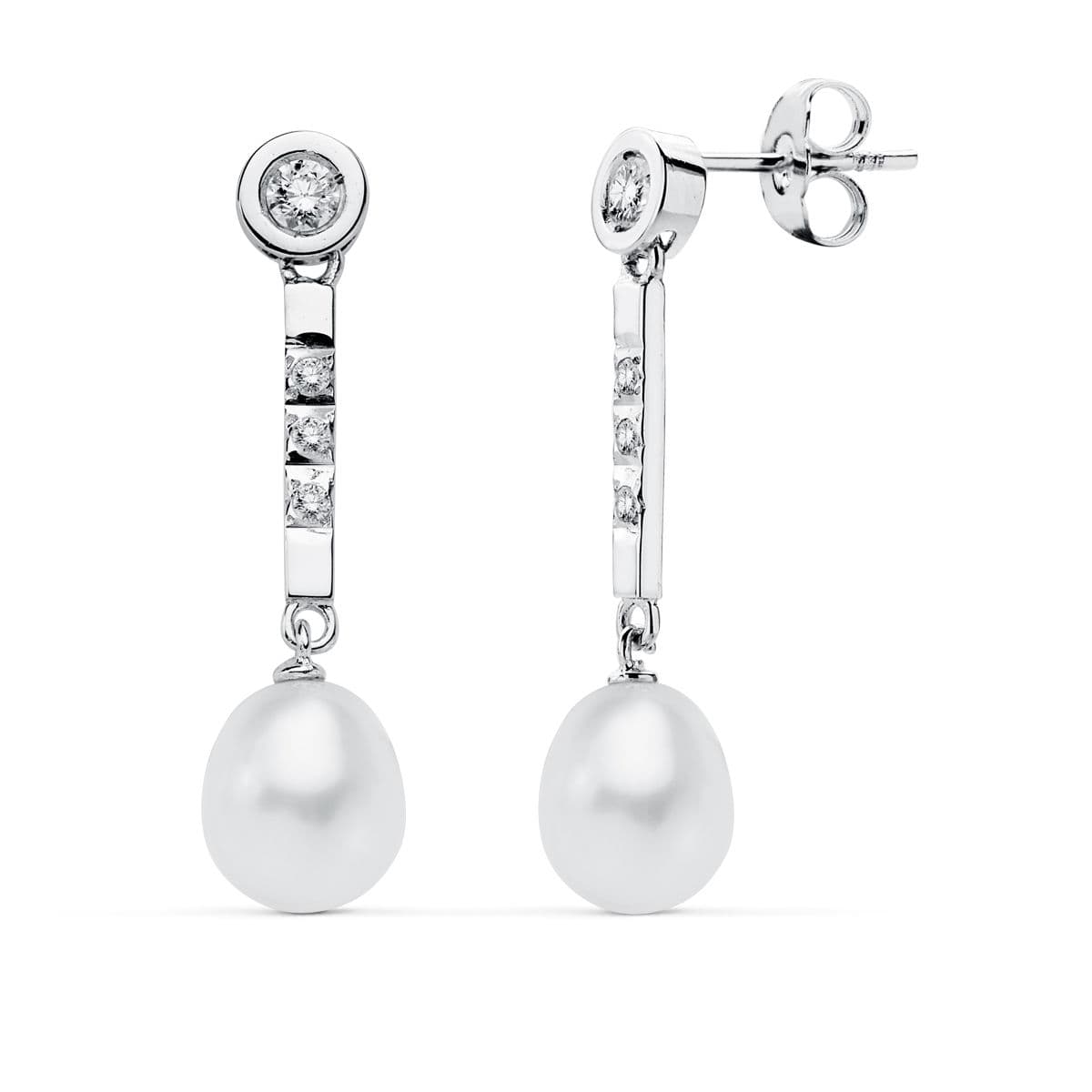 Pendientes oro blanco con perla