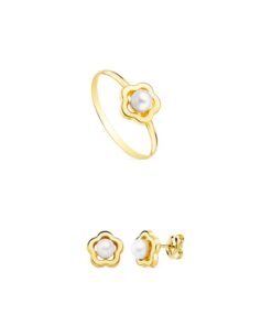 Juego oro Comunión con perla