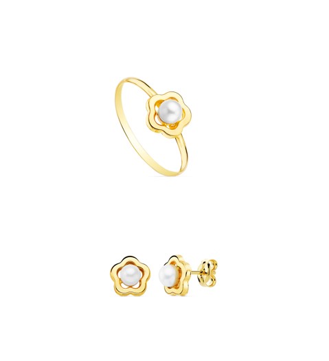 Juego oro Comunión con perla