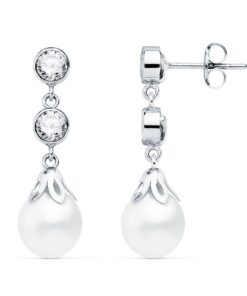 Pendientes oro blanco novia