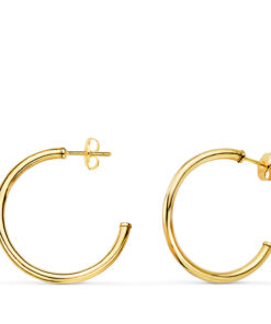 Pendientes oro 18 kilates aro abierto medida 25 x 2 mm.