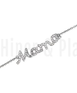 Pulsera plata mamá con circonitas