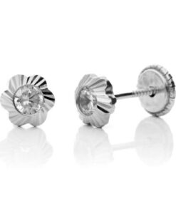 Pendientes bebé o niña flor circonita