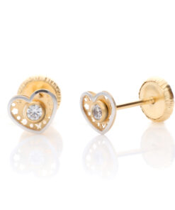 Pendientes bebé o niña corazón bicolor