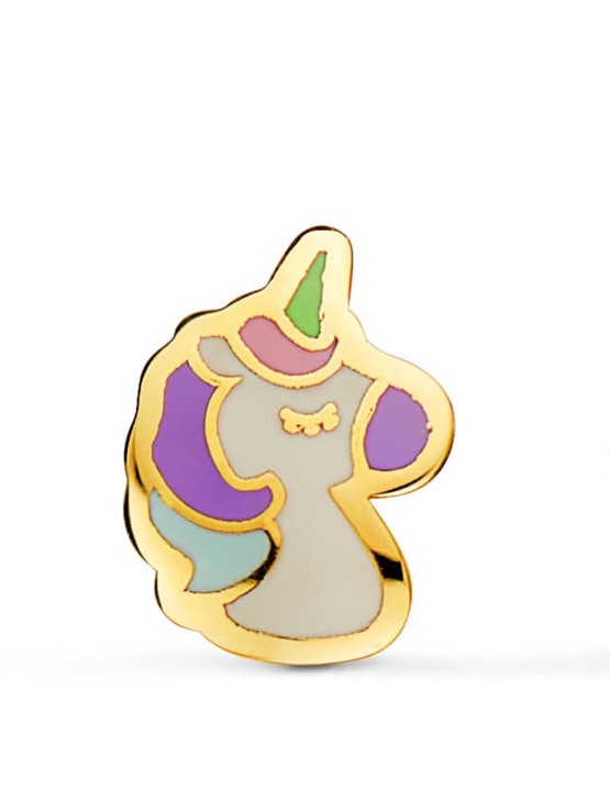 Pendientes bebé o niña unicornio, oro 18 kilates. - Imagen 3