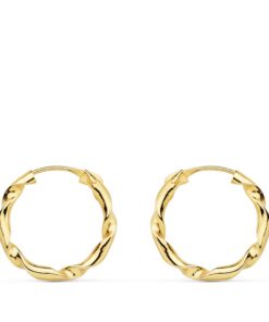 Pendientes oro 18 kilates aro girado medida 16 x 2 mm.