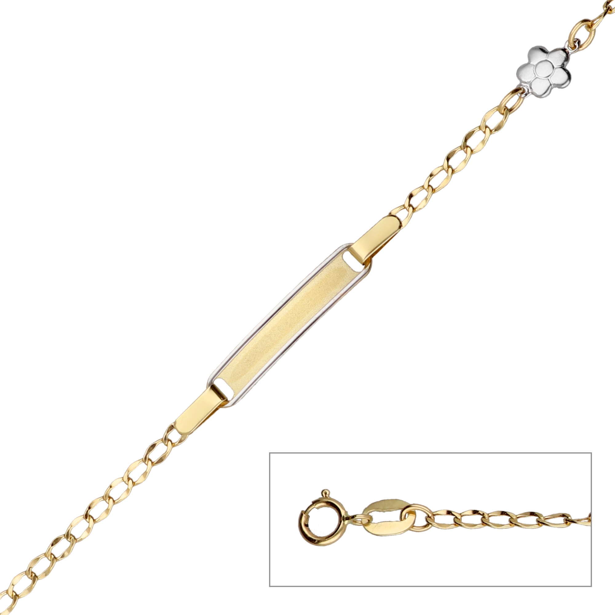 Esclava bebé con flor en oro blanco