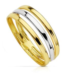 Anillo mujer bicolor liso oro 18 k.