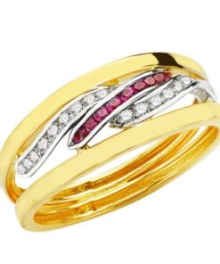 Anillo mujer oro 9 kilates piedra roja