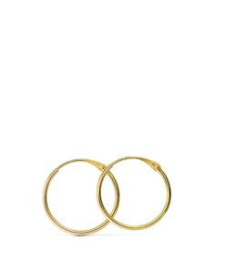 Pendientes aro liso 9 kilates mujer o niña 15 x 1 mm.