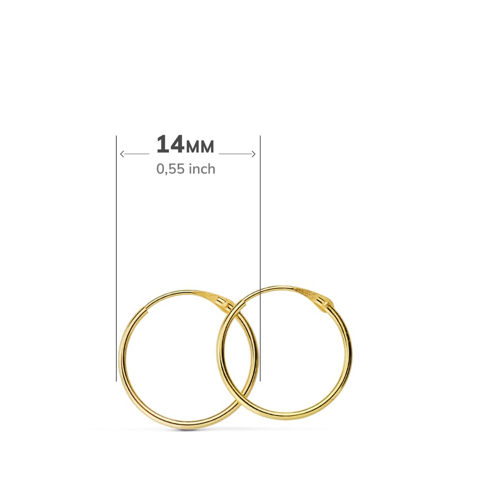 Pendientes aro liso 9 kilates mujer o niña 15 x 1 mm. - Imagen 4