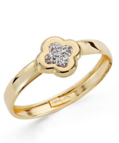 Anillo mujer o niña oro 9 k. Trébol