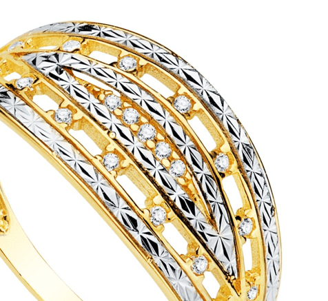 Anillo oro 18k bicolor con circonitas - Imagen 2