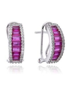 Pendientes mujer plata piedra rubí